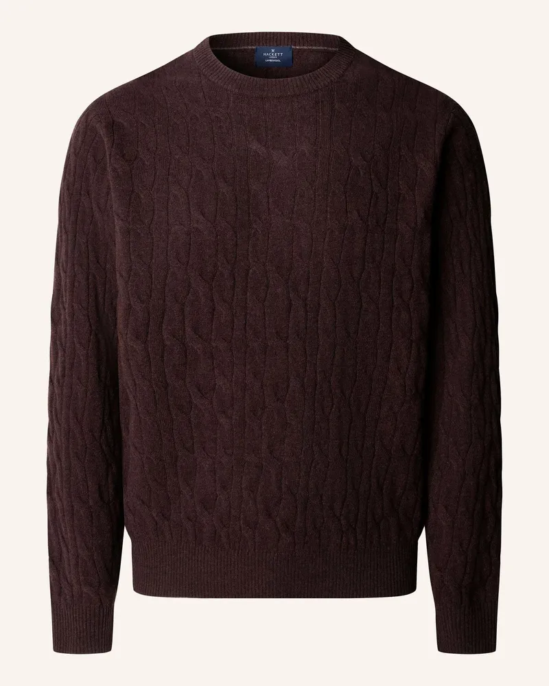 Hackett Pullover Lambswool Cable Crew braun Braun