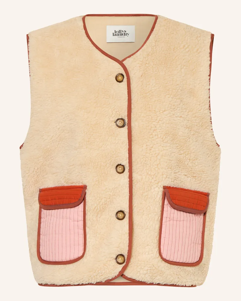 Lollys Laundry Teddyfell-Weste JACELL Beige