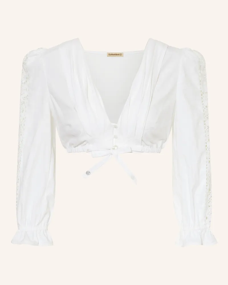 Gottseidank Dirndlbluse Simone Mit Spitze Und Volants weiss Weiss