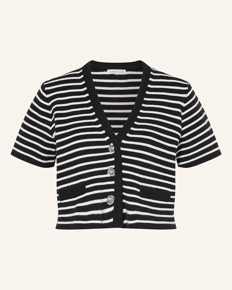 Mrs & HUGS Cropped-Strickjacke Schwarz