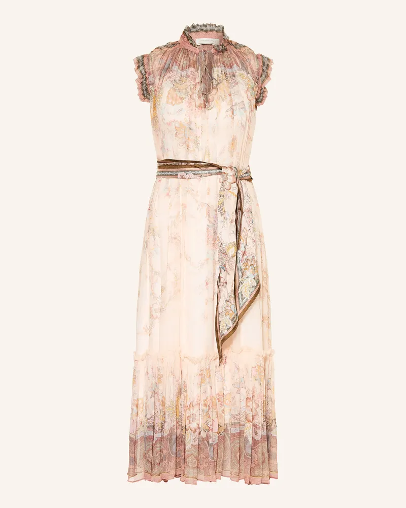 Zimmermann Cocktailkleid Alchemy Mit Rüschen rosa Hellrosa