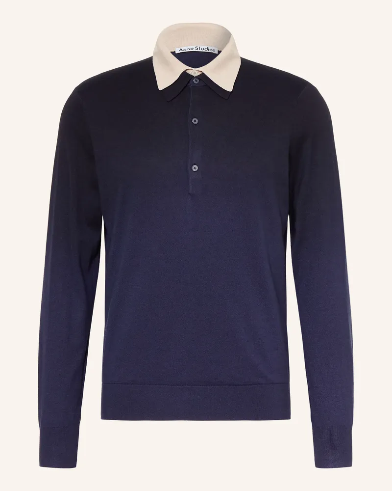Acne Studios Strick-Poloshirt Aus Seide blau Dunkelblau