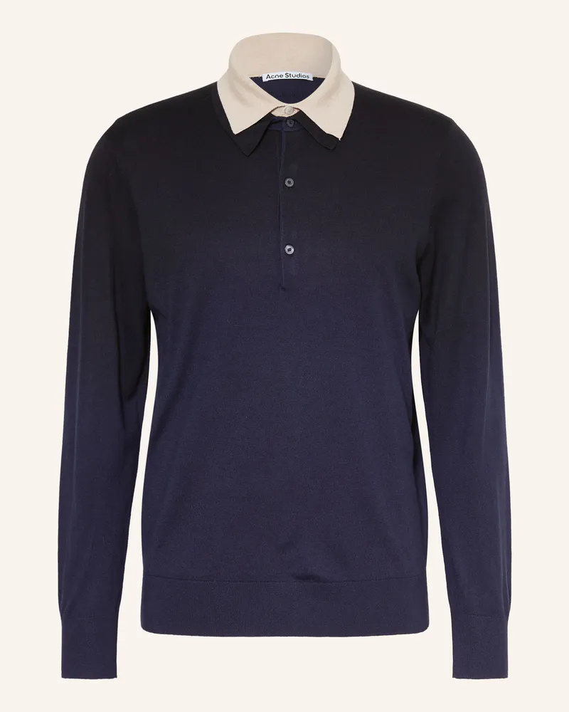 Acne Studios Strick-Poloshirt Aus Seide blau Dunkelblau