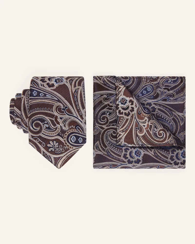 paul Set: Krawatte Und Einstecktuch braun Braun