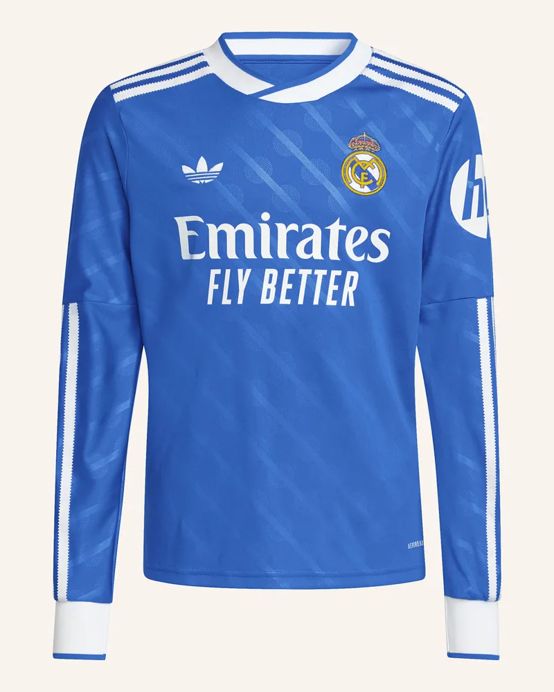 adidas REAL MADRID 25/26 LONG SLEEVE KIDS AUSWEICHTRIKOT Blau