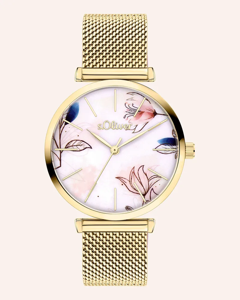 S.Oliver Armbanduhr  aus  Edelstahl Gold