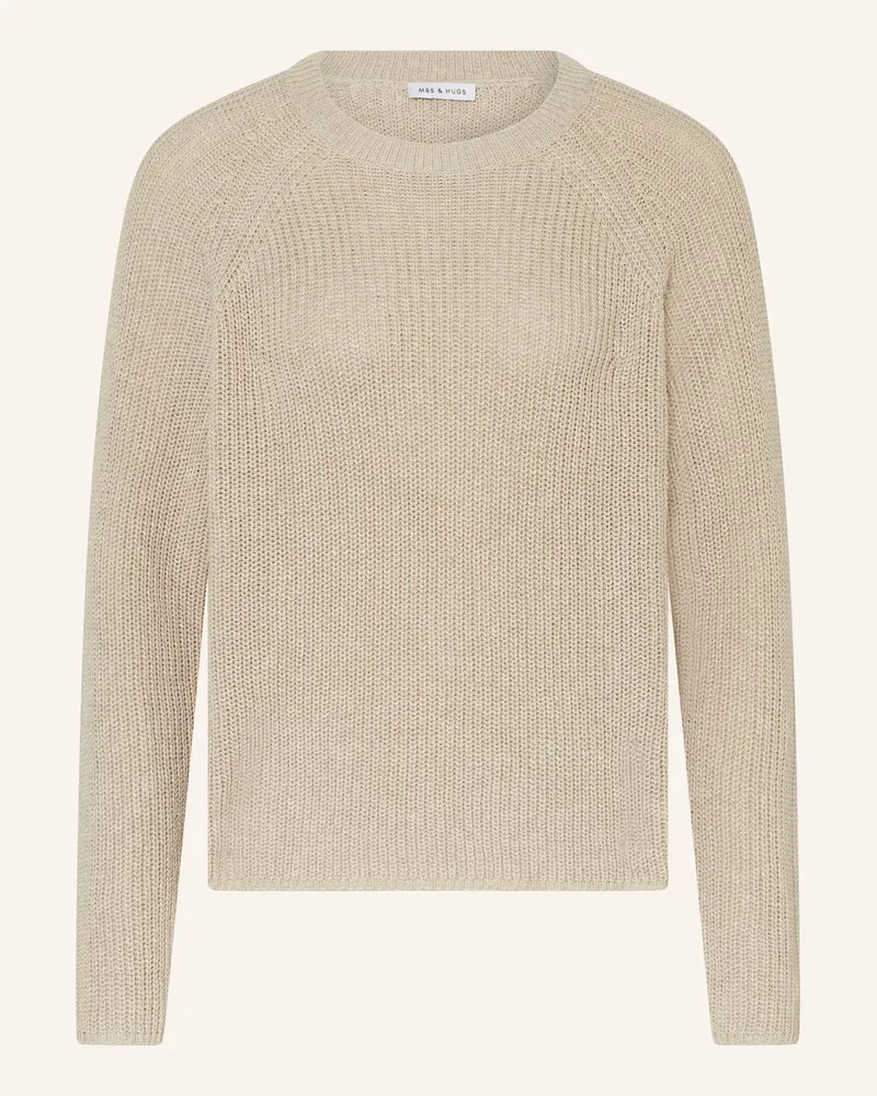 Mrs & HUGS Pullover mit Leinen Beige