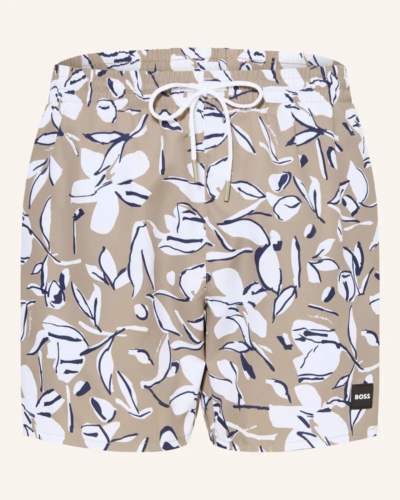 HUGO BOSS Badeshorts Piranha braun Hellbraun