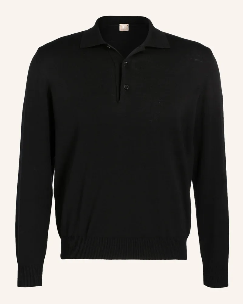 Maerz Strick-Poloshirt Schwarz