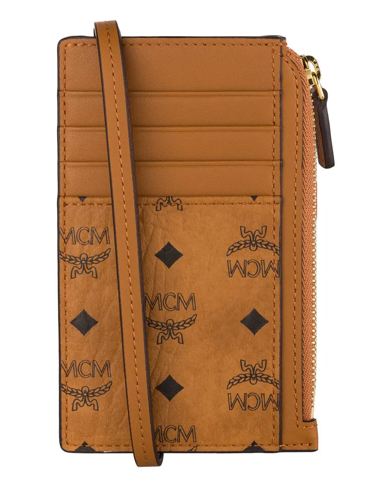 MCM Kartenetui Visetos Original Mit Schulterriemen braun Cognac