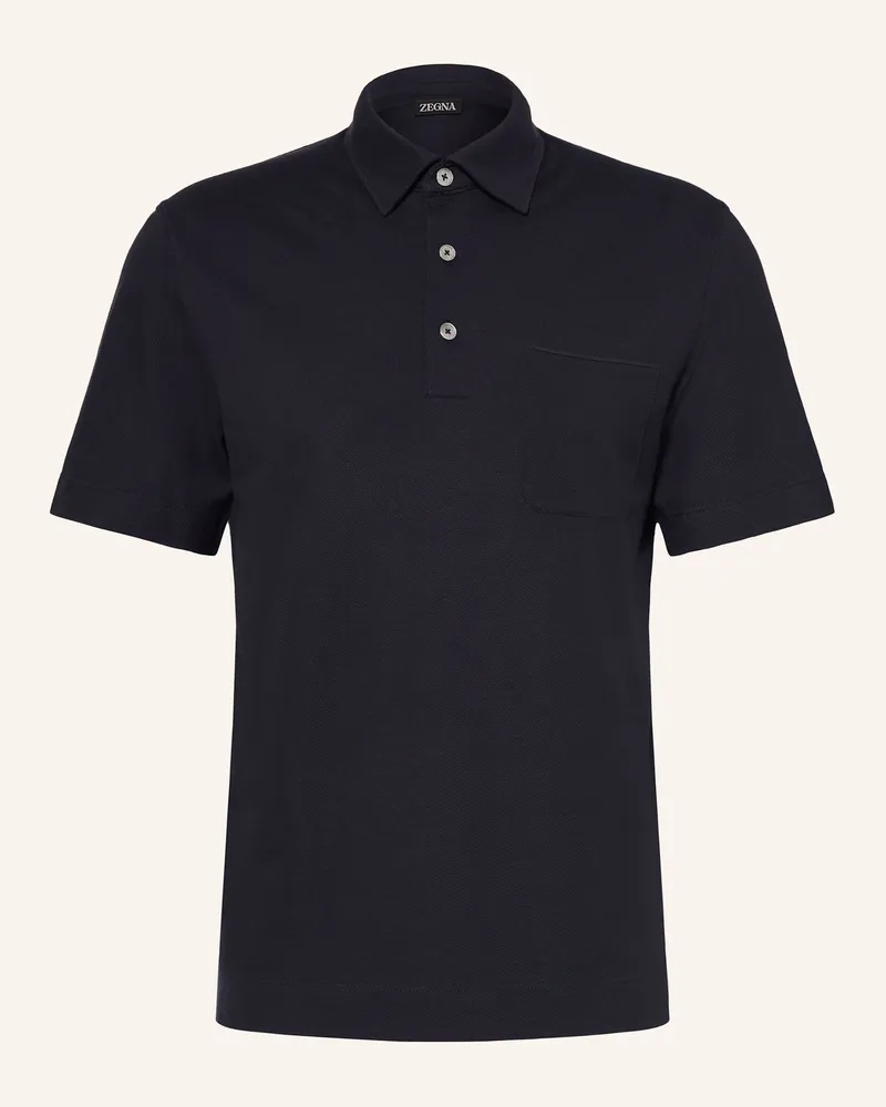 Ermenegildo Zegna Pique-Poloshirt Dunkelblau