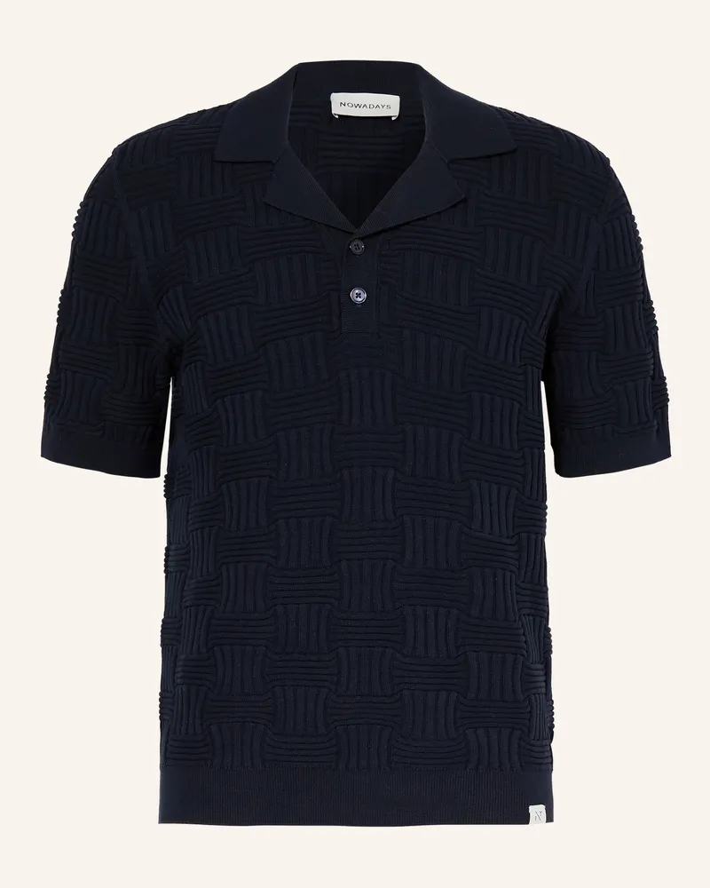 Nowadays Strick-Poloshirt blau Dunkelblau