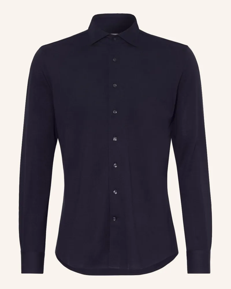 Profuomo Piqué-Hemd Slim Fit Blau