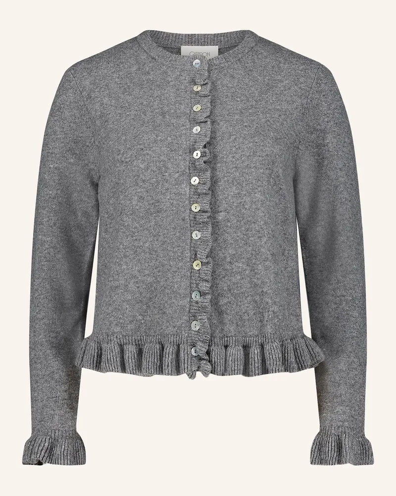 Cartoon Strickjacke Mit Rüschen grau Grau
