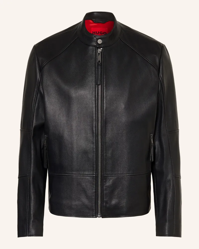 HUGO BOSS Lederjacke Likos schwarz Schwarz