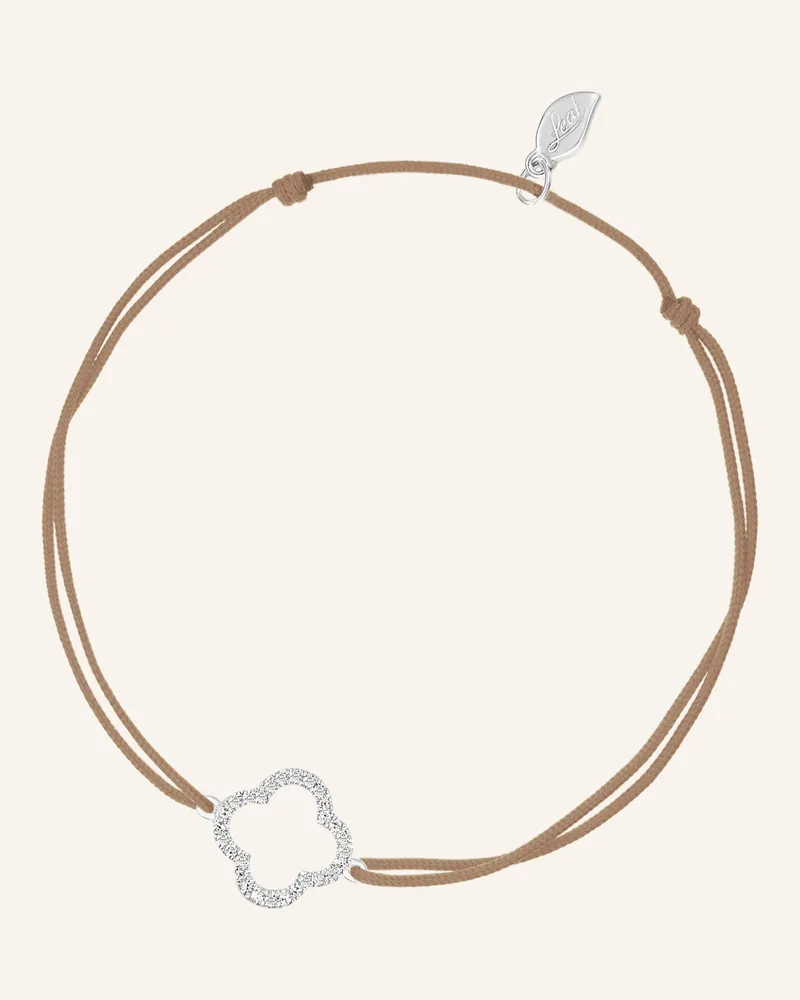 Leaf Freundschaftsarmband Clover Aus 18 Karat Weißgold Mit Diamanten beige Beige