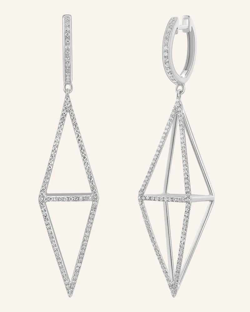 Leaf Ohrhänger Trapez Mit Diamanten silber Weissgold