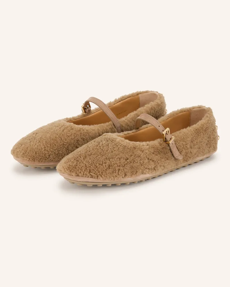 TOD'S Mary-Jane-Ballerinas Gomma Mit Nieten braun Hellbraun