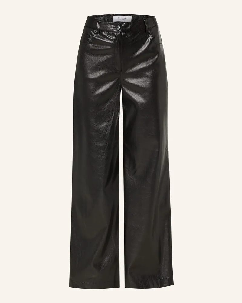 COMMA Hose in Lederoptik Schwarz