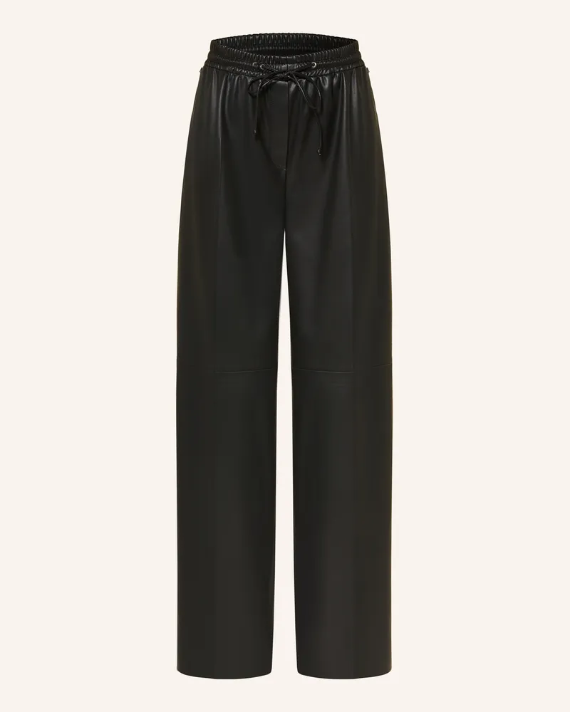 HUGO BOSS Hose HASABELLE in Lederoptik Schwarz