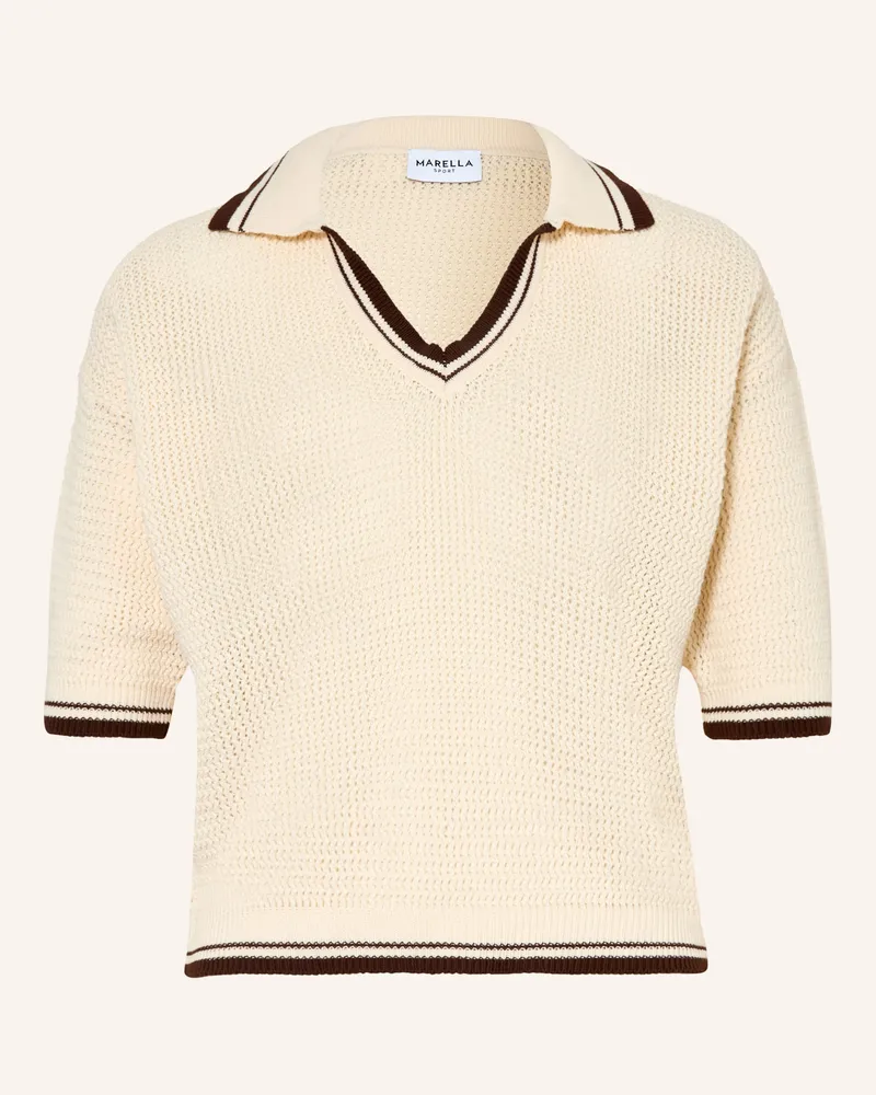 MARELLA Strick-Poloshirt Mlslembi weiss Creme
