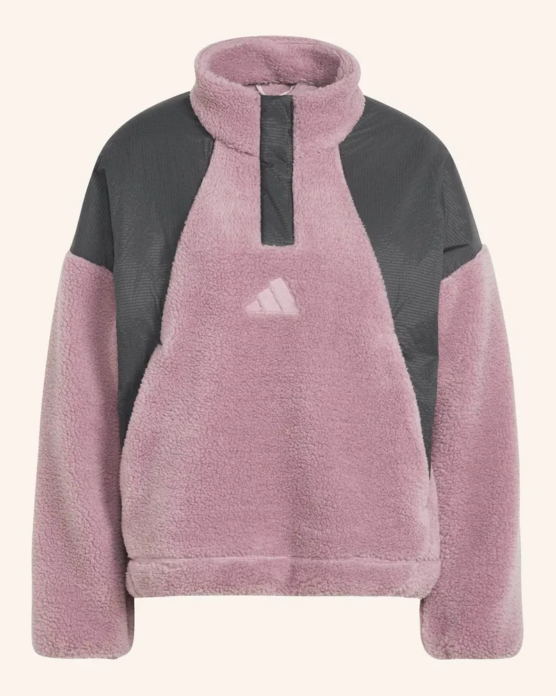 adidas Terrex Xploric Climawarm Pullover, Flauschiges Material, Druckknopfkragen lila Lila