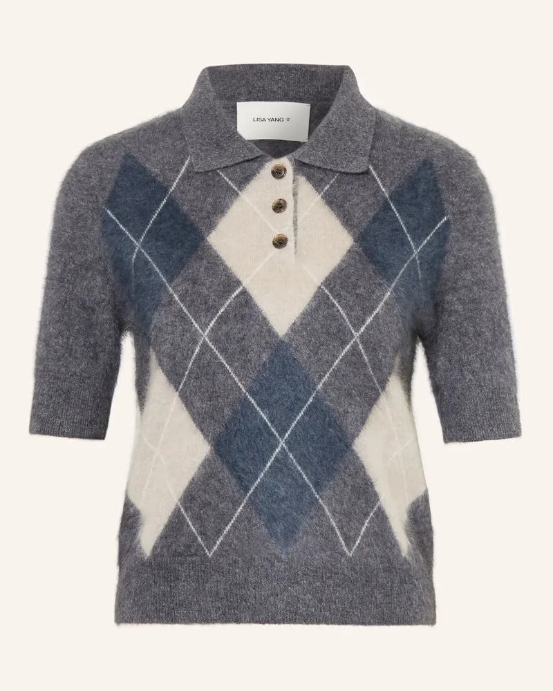 Lisa Yang Strick-Poloshirt aus Cashmere Dunkelgrau