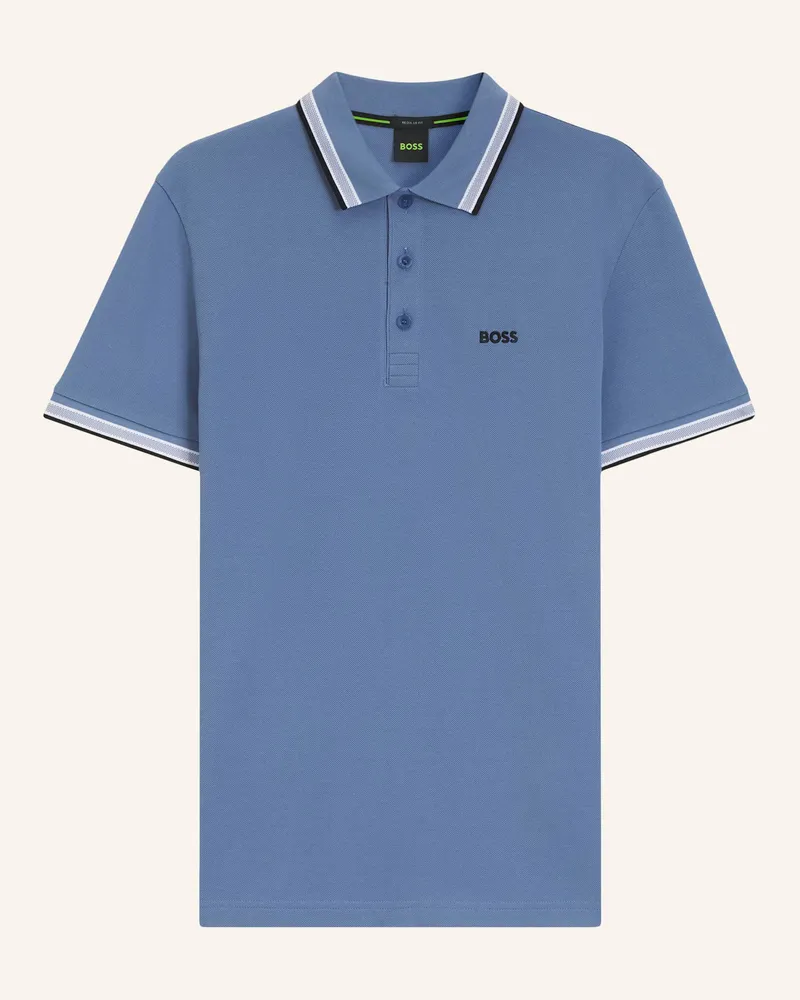 HUGO BOSS Piqué-Poloshirt PADDY CURVED Regular Fit Blau