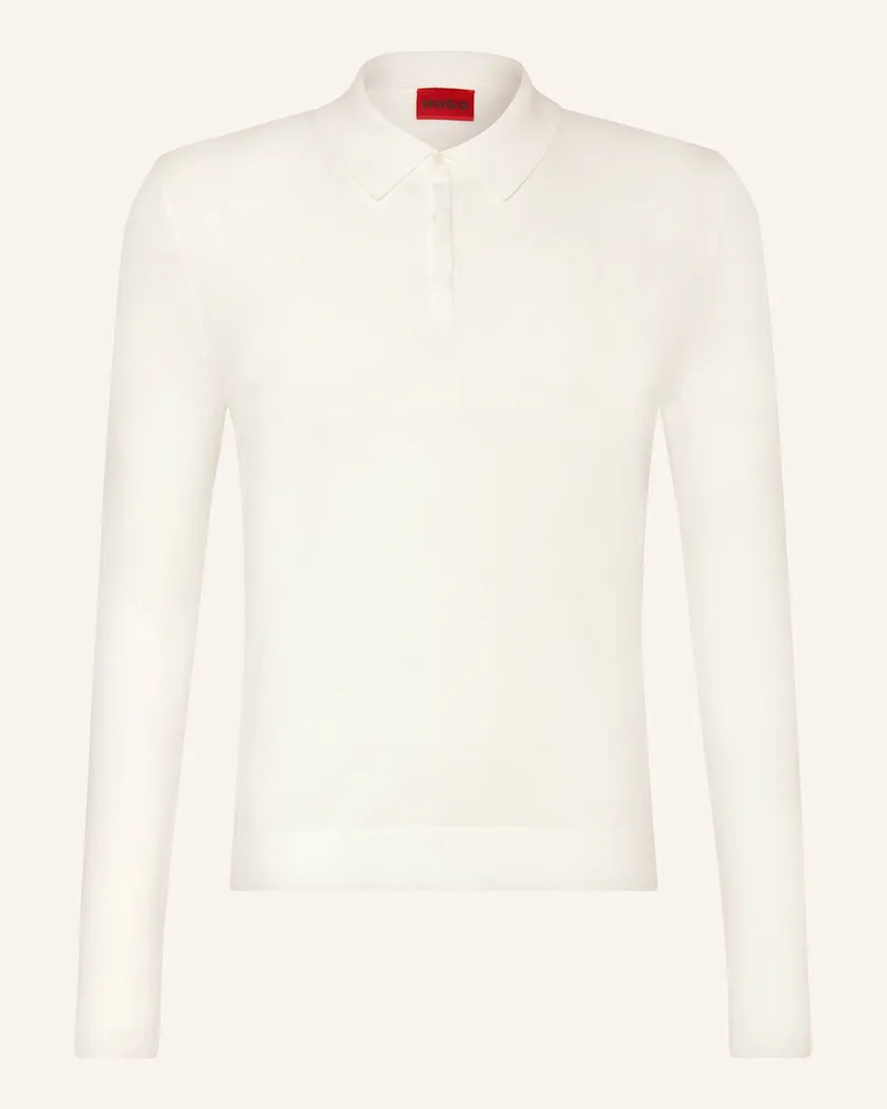 HUGO BOSS Strick-Poloshirt San Pippo Slim Fit weiss Ecru