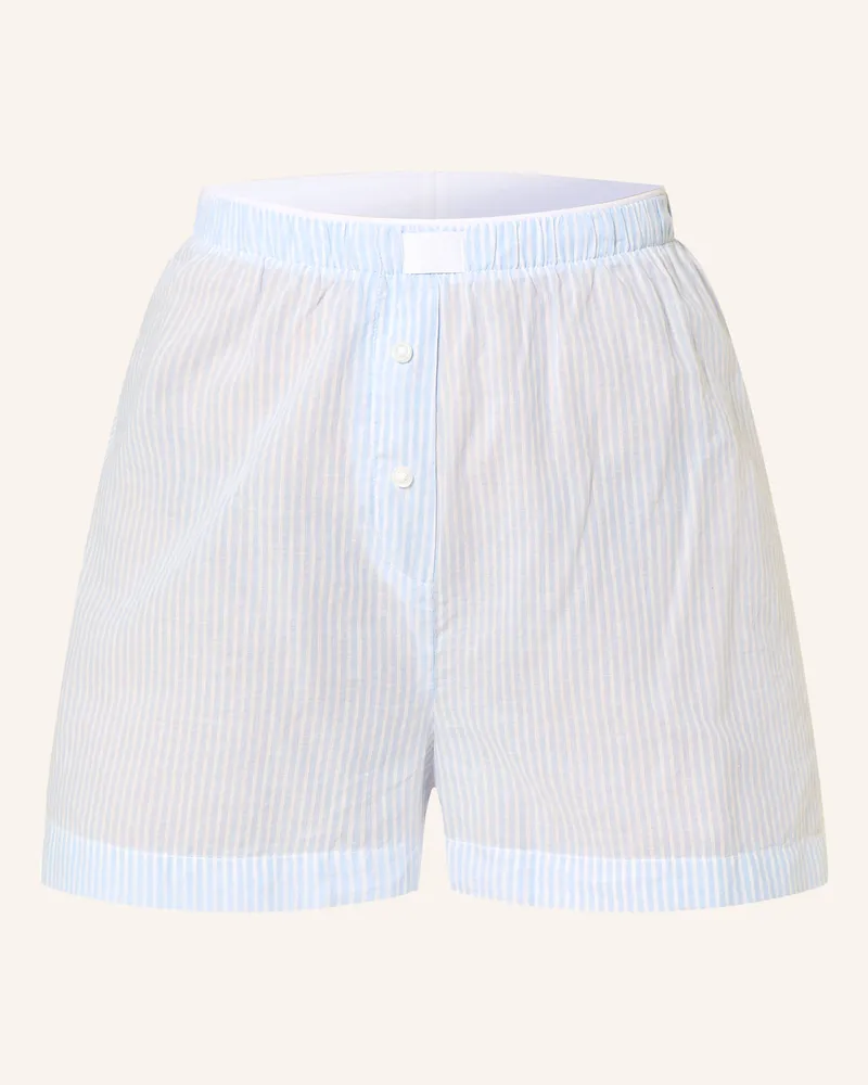 Mey Schlafshorts Serie COTTON STRIPES Hellblau