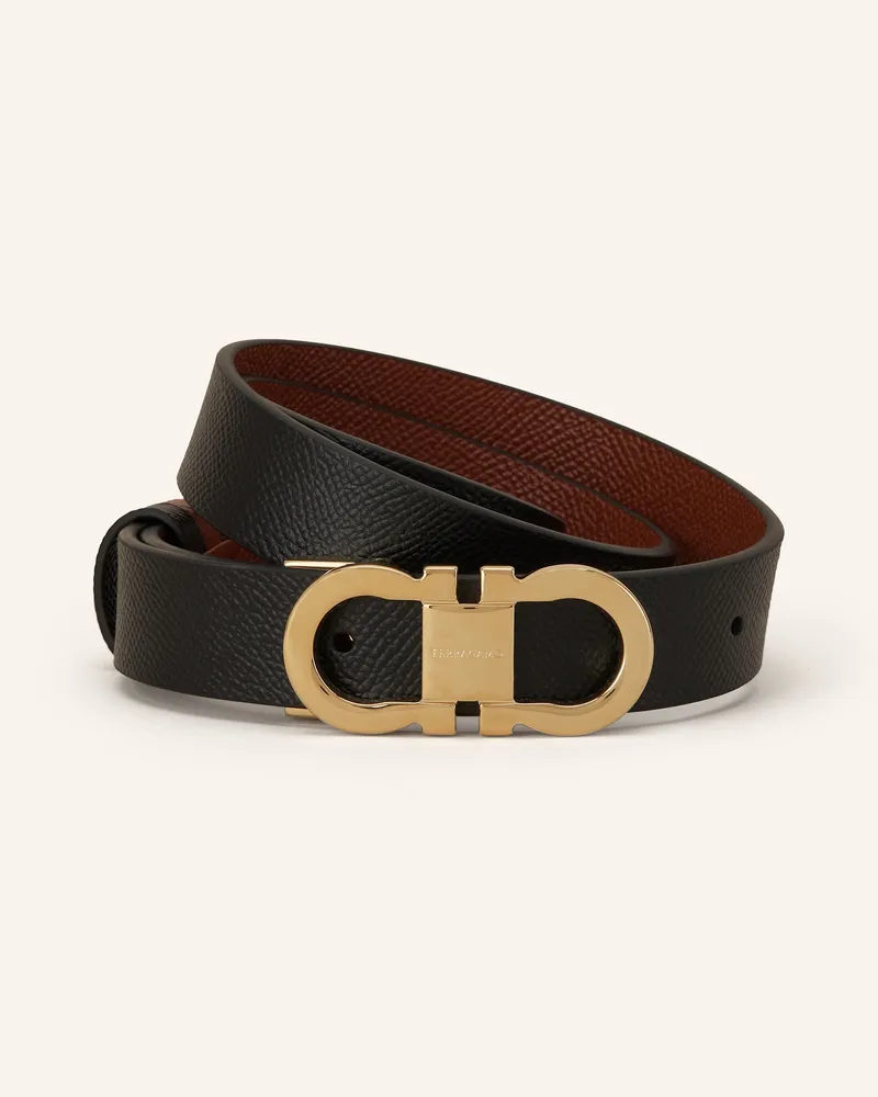 Ferragamo Ledergürtel zu Wenden Schwarz