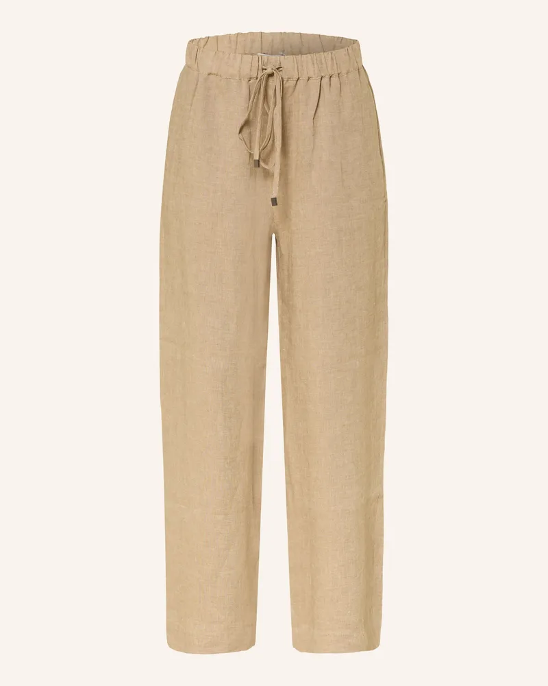 Antonelli Firenze Marlenehose Svezia Aus Leinen gruen Camel