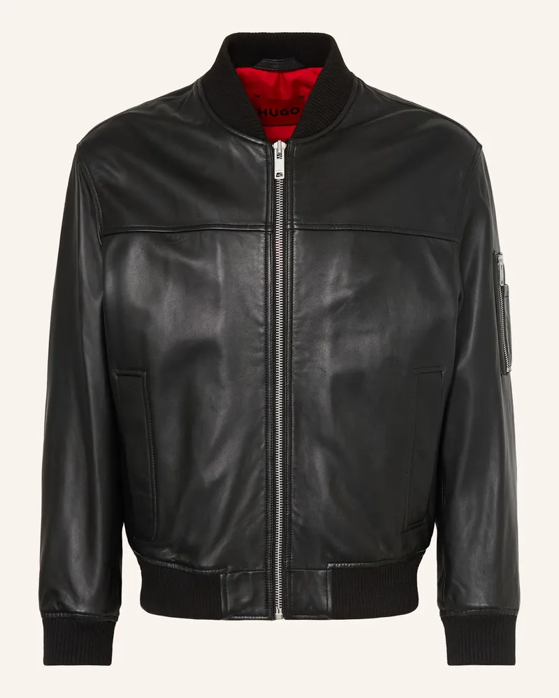 HUGO BOSS Lederblouson Ladamor schwarz Schwarz