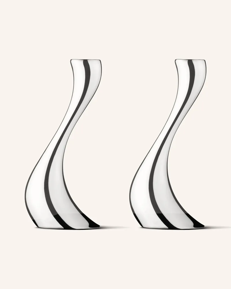 Georg Jensen 2er-Set Kerzenhalter Cobra Medium silber Silber