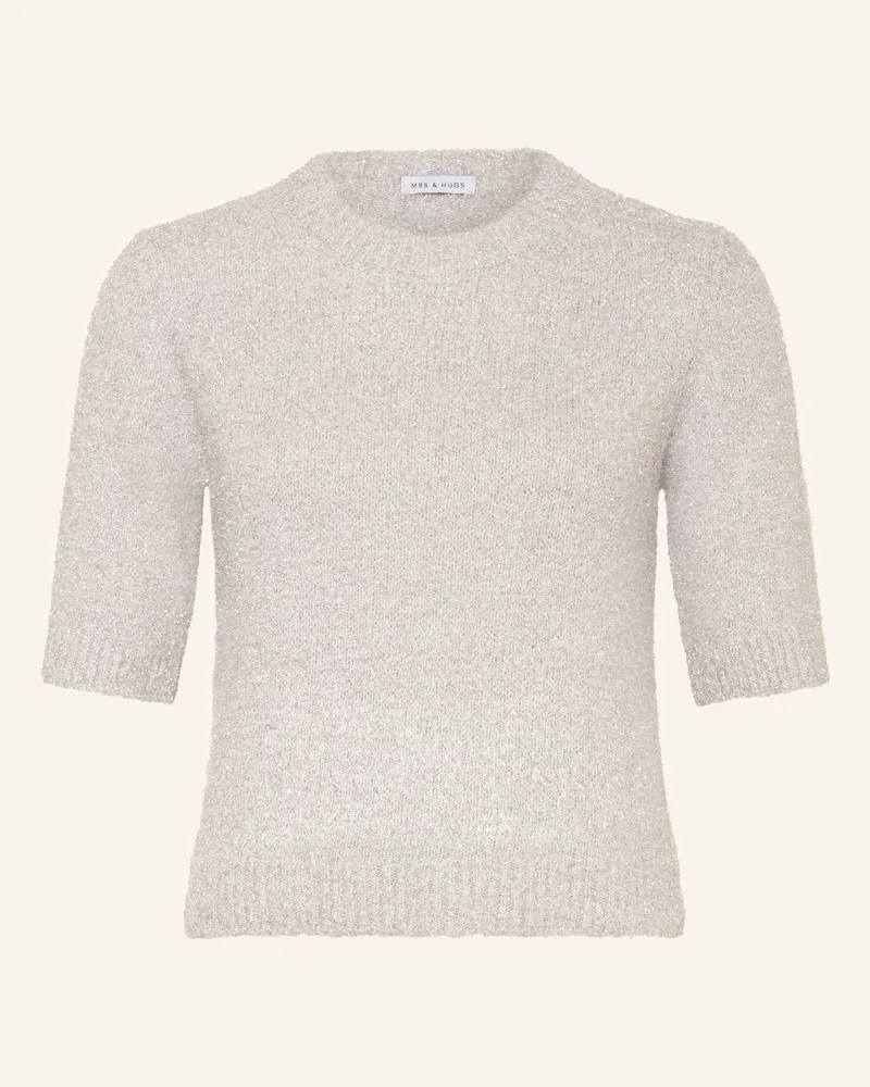 Mrs & HUGS Strickshirt mit Glitzergarn Silber