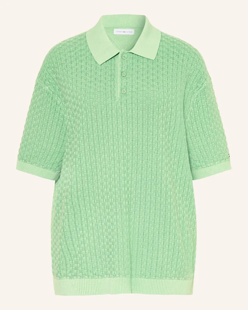 Tommy Hilfiger Strick-Poloshirt gruen Hellgrün