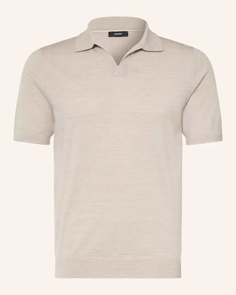 Reiss Strick-Poloshirt Duchie Aus Merinowolle blau Hellgrau