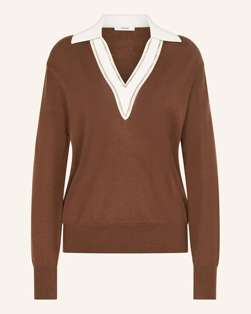 Reiss Strick-Poloshirt Braun