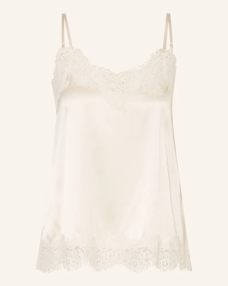 Darling Harbour Seidentop Aus Satin Mit Spitze beige Champagner