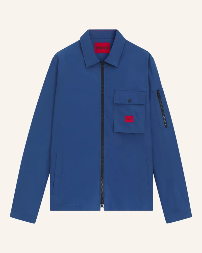 HUGO BOSS Casual Hemd EMMOND Oversize Fit Blau