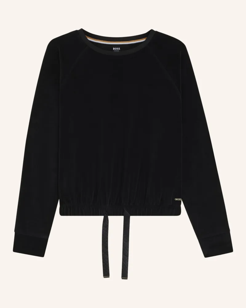 HUGO BOSS Loungewear Oberteil VELOUR_SWEATSHIRT Schwarz