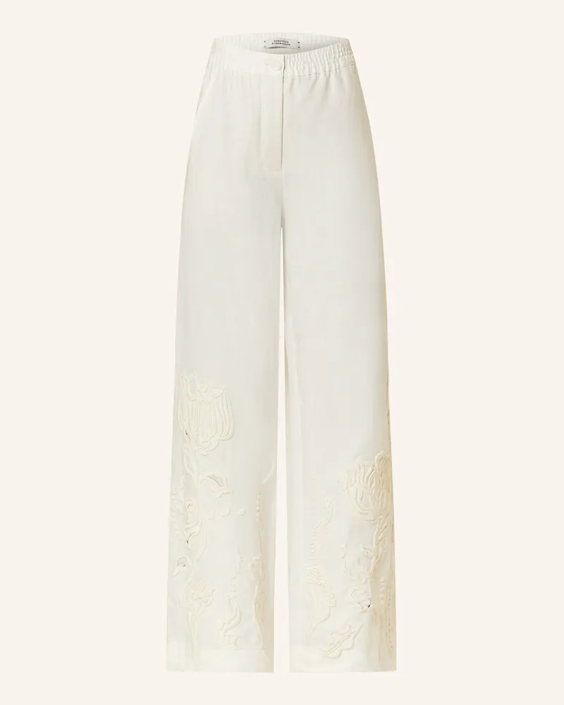 Dorothee Schumacher Marlenehose EMBROIDERED BEAUTY aus Leinen Creme