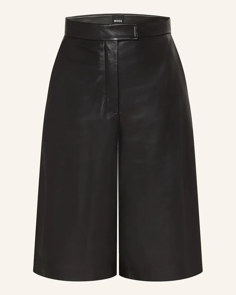HUGO BOSS Leder-Bermudas Sienna schwarz Schwarz