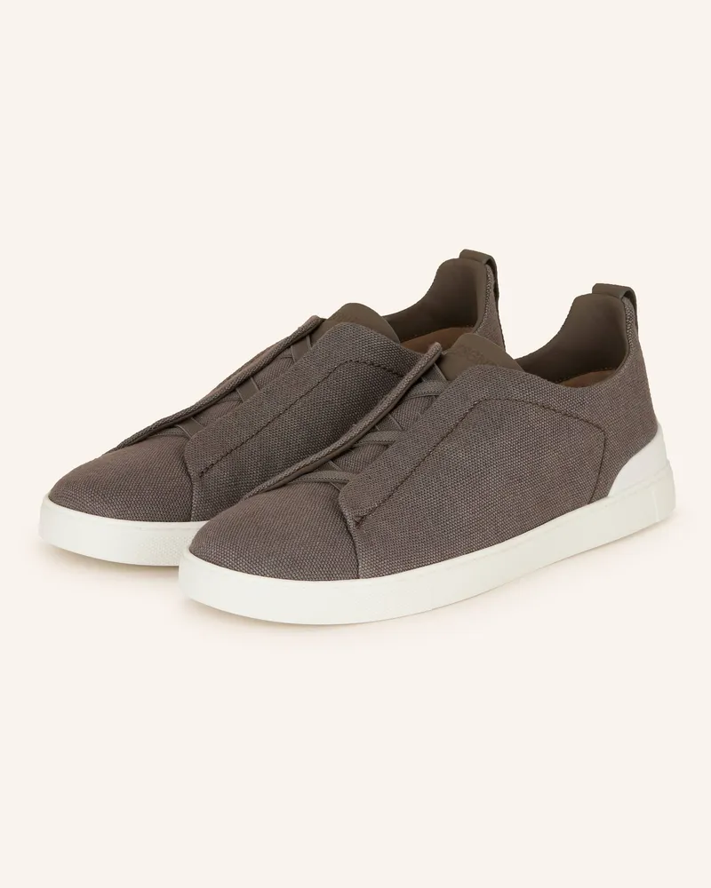 Ermenegildo Zegna Sneaker Triple Stitch grau Taupe