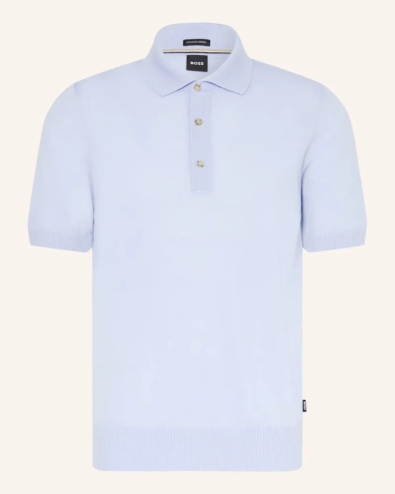 HUGO BOSS Strick-Poloshirt Nolano blau Hellblau
