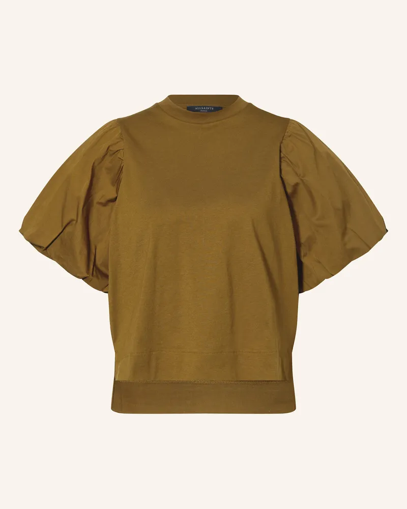 AllSaints T-Shirt JESS im Materialmix Oliv