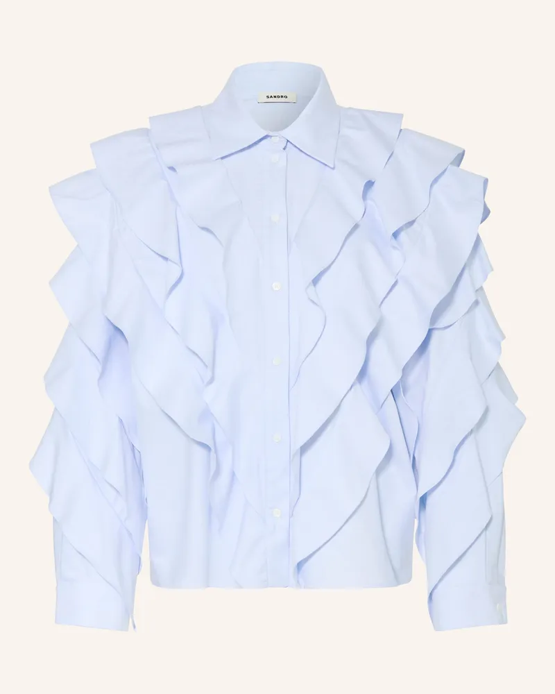 Sandro Hemdbluse Mit Volants blau Hellblau