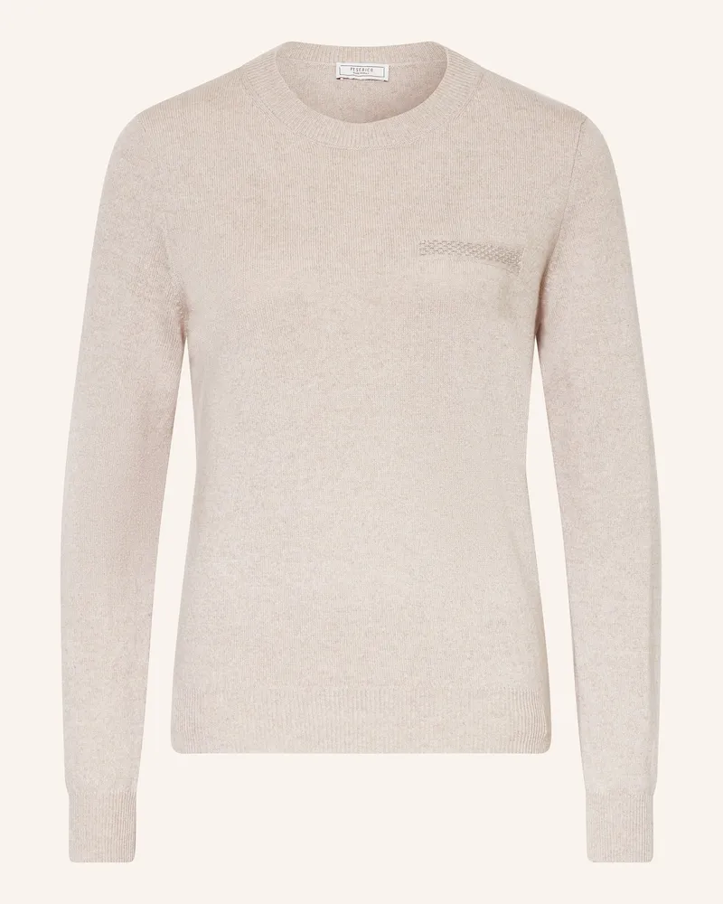 Peserico Pullover mit Seide und Schmucksteinen Hellbraun