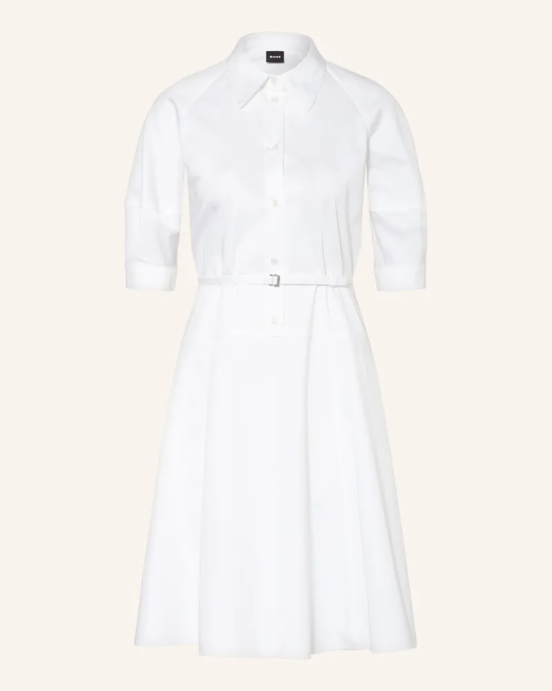 HUGO BOSS Hemdblusenkleid DELAURENA mit 3/4-Arm Weiss