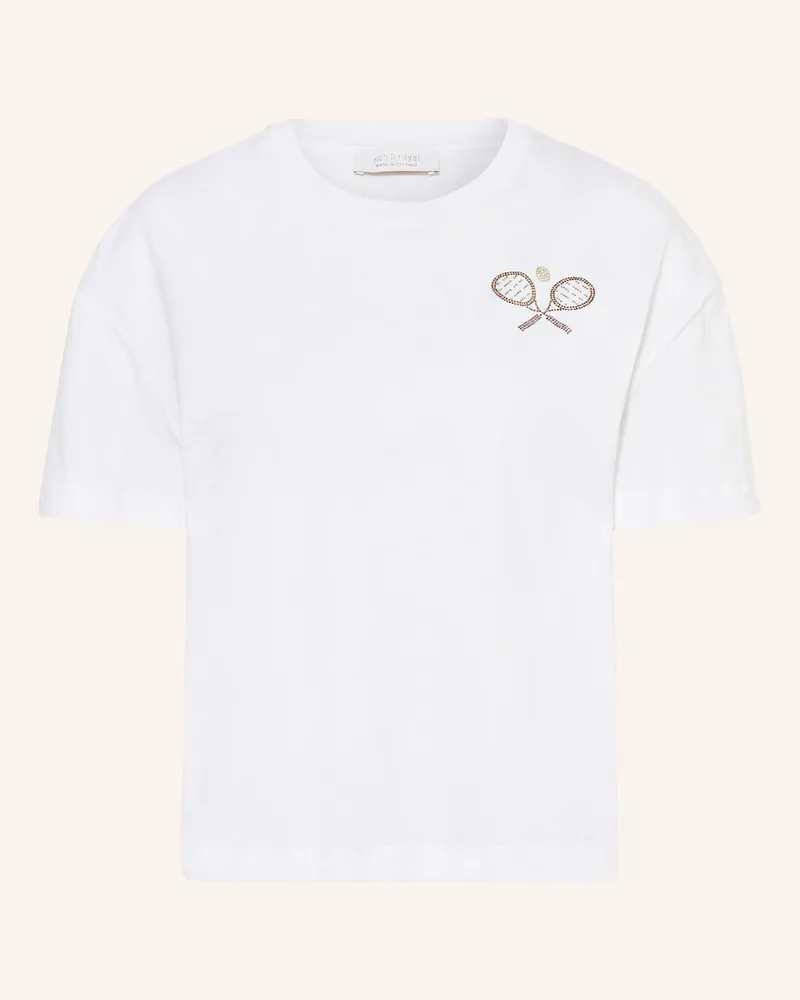 Rich&Royal T-Shirt mit Schmucksteinen Weiss